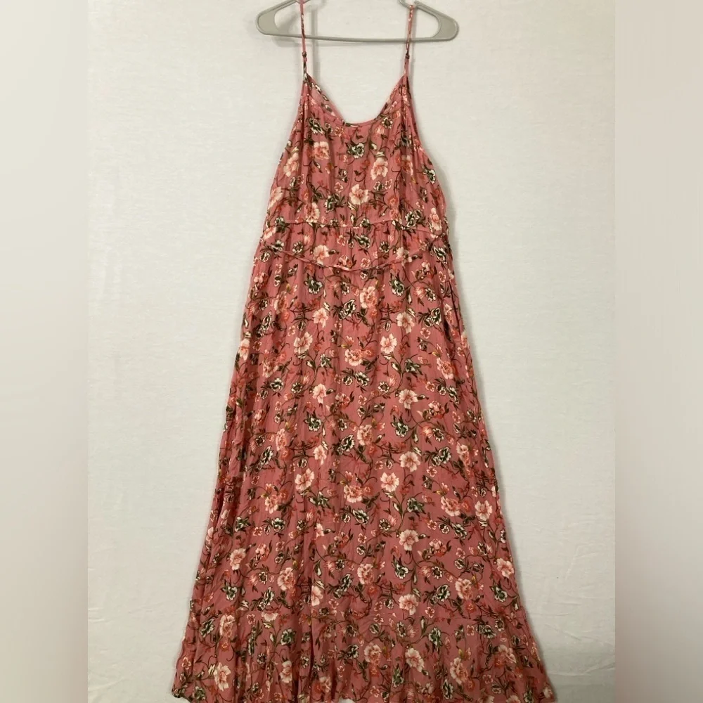 New Sangria‎ Mauve Pink Floral Ruffle High Low Maxi Dress size XXL
